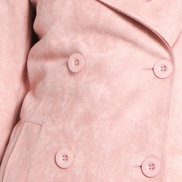 BLUSH faux suede trench coat - Picture 2 of 4